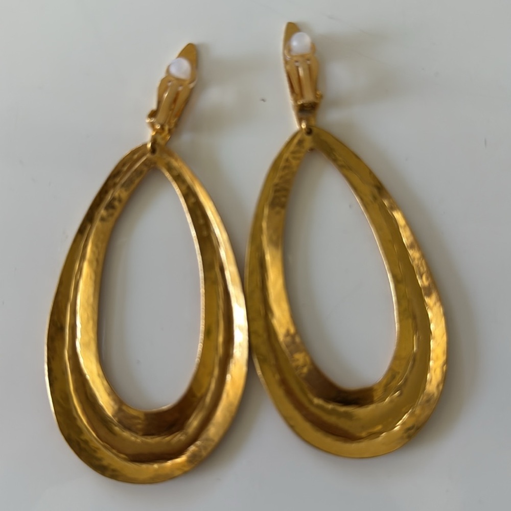 HERVE VAN DER STRAETEN Gold Plated Clip-On Earrings - Picture 3 of 4